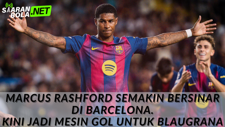 Marcus Rashford berseru merayakan gol saat membela Barcelona di stadion Camp Nou. -siaranbola.net