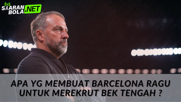 Ilustrasi manajer Barcelona Hansi Flick sedang menganalisis taktik di papan tulis, membahas transfer bek tengah. siaranbola.net