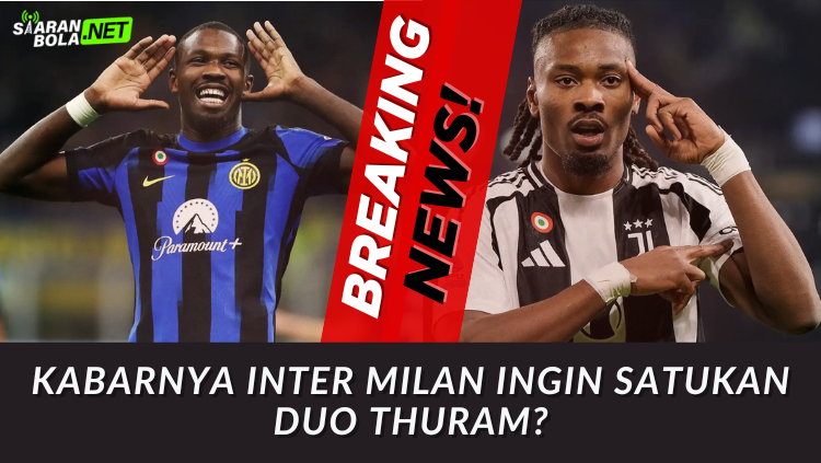 Ilustrasi Marcus Thuram Inter Milan dan Khephren Thuram Juventus bersatu di Stadion San Siro.