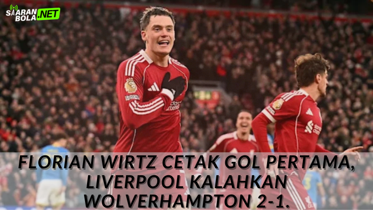 Florian Wirtz merayakan gol pertamanya untuk Liverpool saat melawan Wolves di Anfield. Skor akhir 2-1 untuk kemenangan The Reds. - siaranbola.net