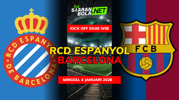 Jadwal pertandingan RCD Espanyol vs Barcelona Minggu 4 Januari 2026 kick off 03.00 WIB