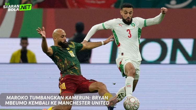 Bryan Mbeumo bersama pemain Maroko dan Kamerun saat pertandingan Piala Afrika 2025 di Rabat