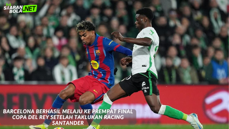 Pemain Barcelona merayakan gol ke gawang Racing Santander di Copa del Rey 2026