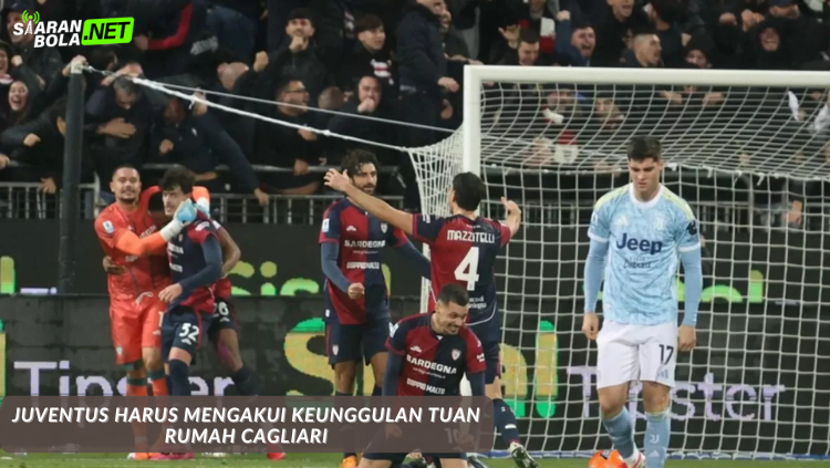 Pemain Juventus, Kenan Yildiz, terlihat frustrasi sementara pemain Cagliari merayakan gol Luca Mazzitelli di Stadion Unipol Domus pada laga Serie A yang berakhir 1-0.