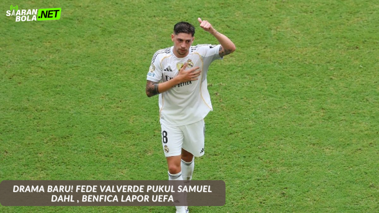 Federico Valverde dari Real Madrid melayangkan pukulan ke wajah Samuel Dahl (Benfica) di menit 83 laga Liga Champions, insiden yang kini dilaporkan Benfica ke UEFA. Simak berita bola selengkapnya di siaranbola.