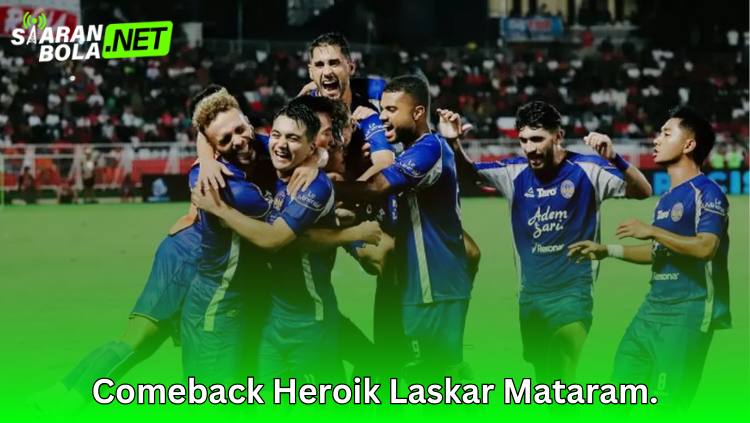 Pemain PSIM merayakan gol kemenangan usai comeback dramatis di pertandingan Liga 1 Indonesia