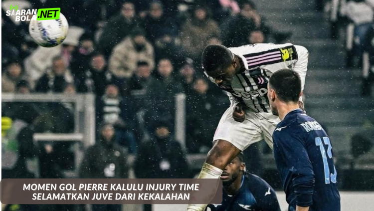 Pierre Kalulu menyundul bola ke gawang Lazio untuk gol penyelamatan Juventus jadi 2-2 di injury time