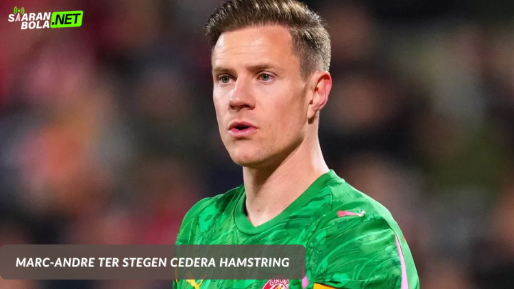 Kioper Jerman Marc-Andre ter Stegen memegang paha kiri setelah mengalami cedera hamstring saat pertandingan Girona vs Real Oviedo, yang mengancam partisipasinya di Piala Dunia 2026.