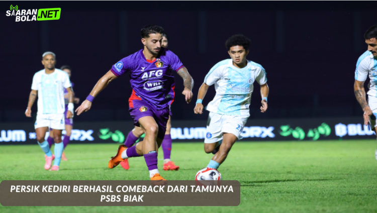 Pemain Persik Kediri merayakan gol comeback atas PSBS Biak. Simak siaranbola lengkapnya di sini.